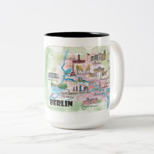 Berlin Germany Retro Vintage Map Two_Tone Coffee Mug