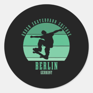 Berlin Germany Skateboarder Urn Skateboarding 4 Classic Round Sticker