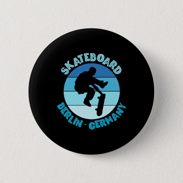 Berlin Germany Skateboarder Urn Skateboarding  Button (Front)