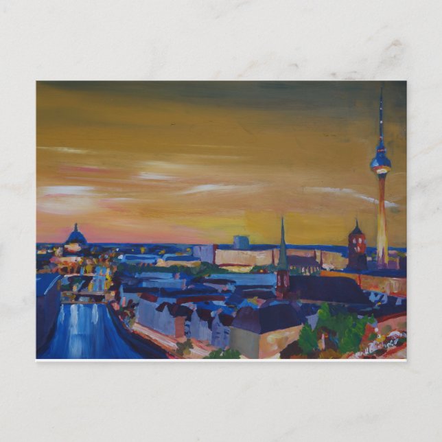 Berlin Germany Skyline at Dusk Postcard (Front)