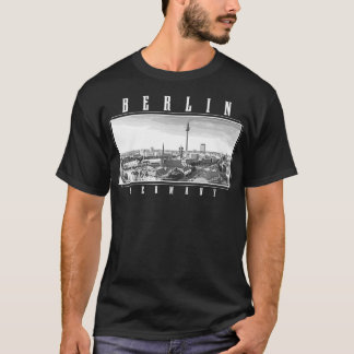 Berlin Germany Skyline Black & White Vintage Germa T-Shirt