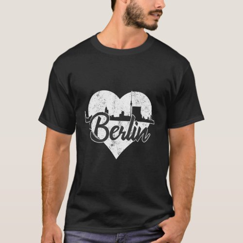 Berlin Germany Skyline Heart Distressed T_Shirt