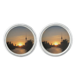 Berlin Germany Skyline Night Fernsehturm Cufflinks