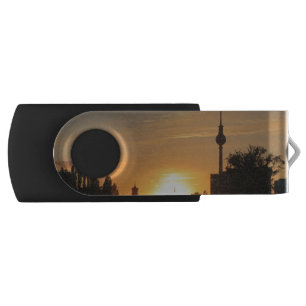 Berlin Germany Skyline Night Fernsehturm USB Flash Drive