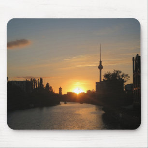Berlin Germany Skyline Night Postcard Fernsehturm Mouse Pad