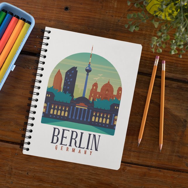 Berlin Germany Skyline Vintage Notebook (berlin germany cityscape notebook)