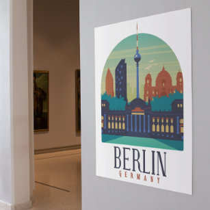 Berlin Germany Skyline Vintage Poster