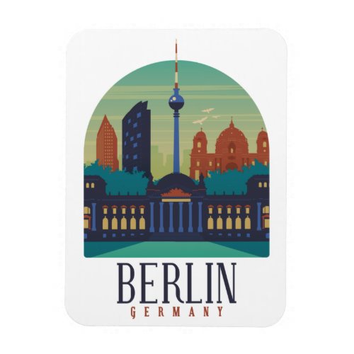 Berlin Germany Skyline Vintage Travel Photo Magnet