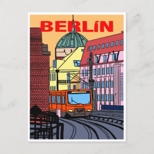 Berlin Germany train Travel Art Vintage Postcard