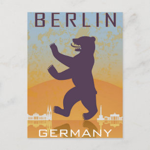 Berlin Germany train Travel Art Vintage Postcard
