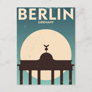 Berlin Germany train Travel Art Vintage Postcard