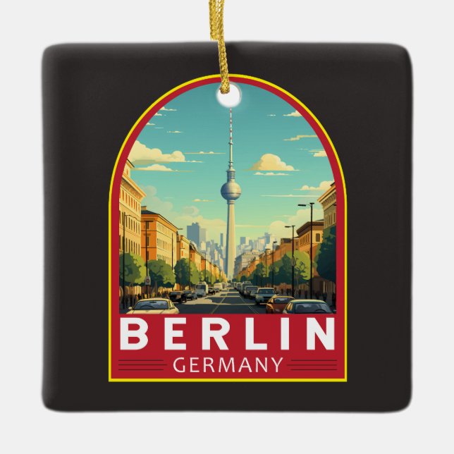 Berlin Germany Travel Art Vintage Ceramic Ornament (Front)