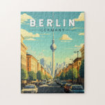 Berlin Germany Travel Art Vintage Jigsaw Puzzle<br><div class="desc">Berlin retro vector travel design. The city's known for its art scene and modern landmarks like the gold-colored,  swoop-roofed Berliner Philharmonie.</div>