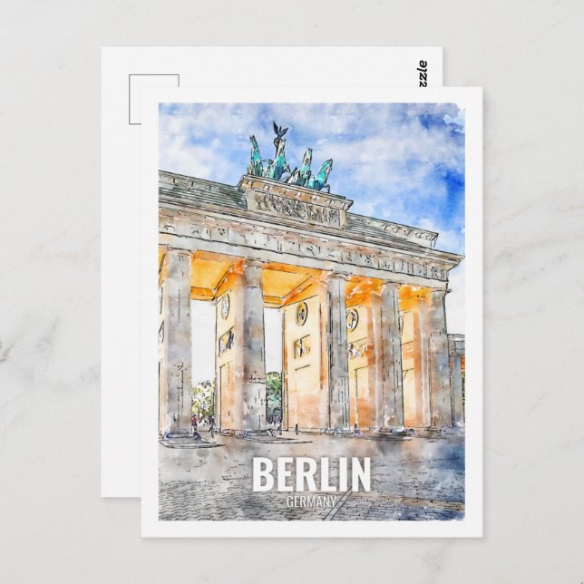 Berlin Germany Travel Place Watercolor Postcard (Front/Back)