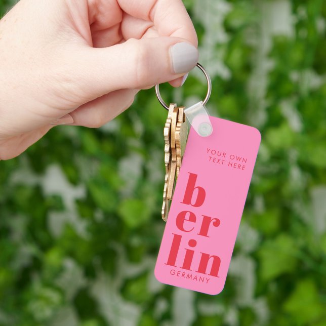 Berlin Germany typography pink red Keychain (Creator Uploaded)