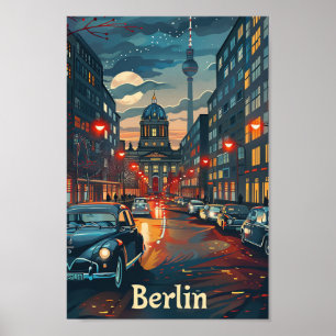 Berlin Germany Vintage Retro Travel Illustration Poster