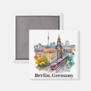 Berlin Germany Vintage Travel Skyline Magnet