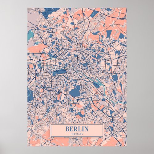 Berlin _ Germary Breezy City Map  Poster