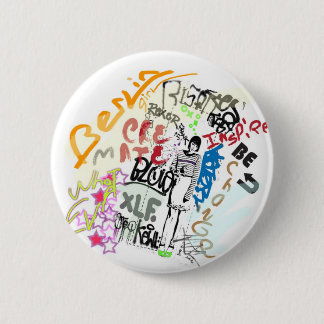 Berlin Graffiti Girl Pinback Button