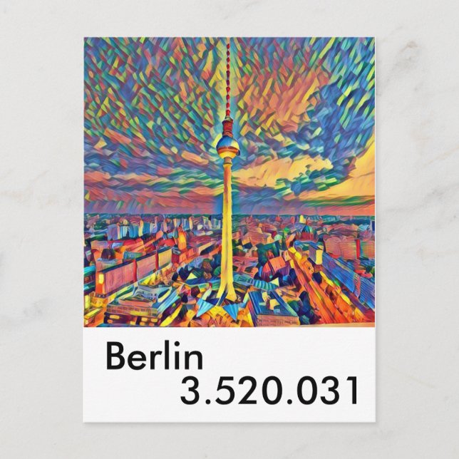 Berlin Hauptstadt Fernsehturm bunt Einwohner Postcard (Front)