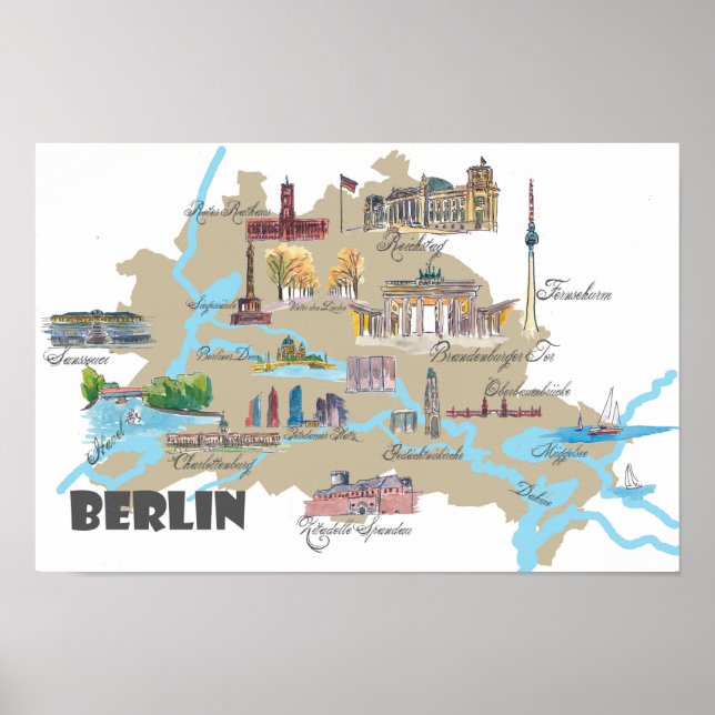 Berlin highlights map poster (Front)