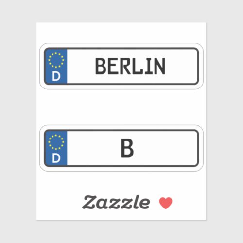 Berlin kennzeichen German Car License Plate Sticker