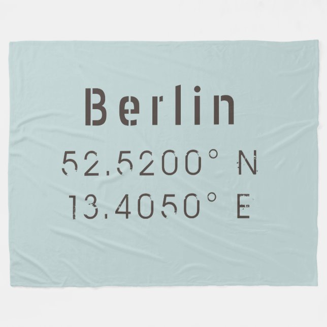 Berlin Latitude Longitude Fleece Blanket (Front (Horizontal))