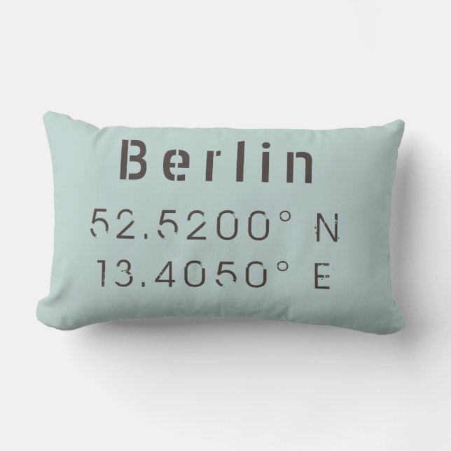 Berlin Latitude Longitude Lumbar Pillow (Front)