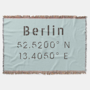 Berlin Latitude Longitude Throw Blanket