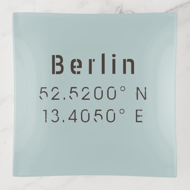 Berlin Latitude Longitude Trinket Tray (Front)