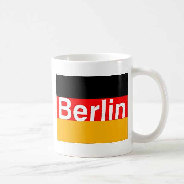 Berlin Logo in White on German Flag Coffee Mug (Right)