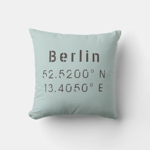 Berlin  Longitude Latitude Throw Pillow