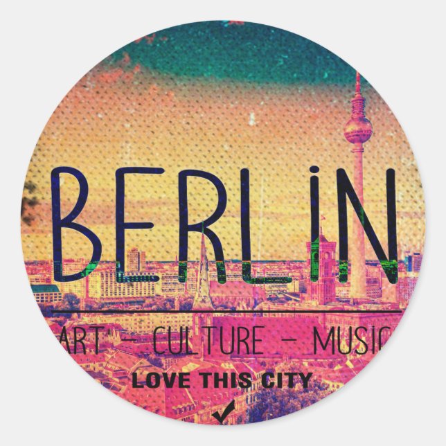 Berlin, Love This City series, circle Classic Round Sticker (Front)