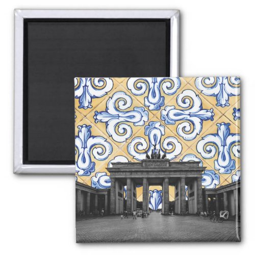 Berlin Meets Azulejo Spanish Tiles Montage Magnet