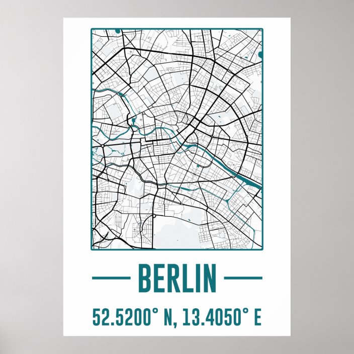 berlin Minimalist city Map, berlin DIY city Map Poster | Zazzle.com