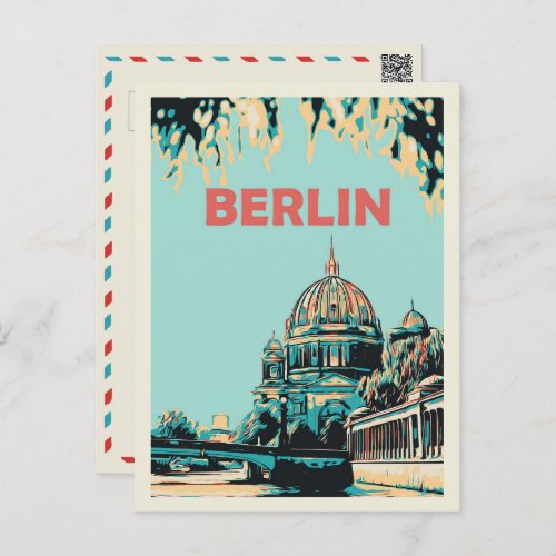 Berlin Museums island illustration Germany Postcar Postcard