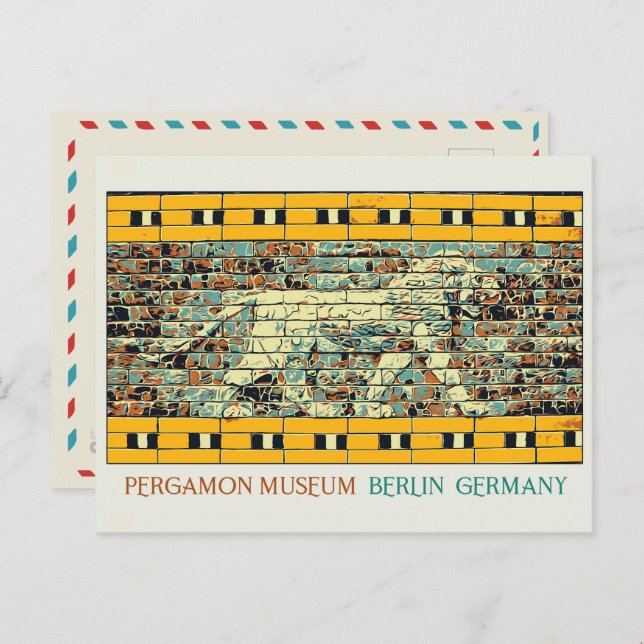 Berlin Pergamon Museum illustration Germany Postca Postcard (Front/Back)