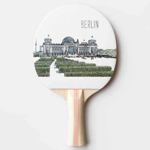 Berlin Reichstag German Parliament Sketch Ping Pong Paddle