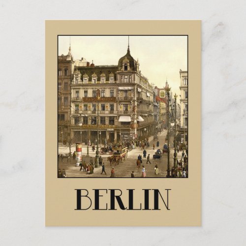 Berlin retro antique Unter den Linden color Postcard
