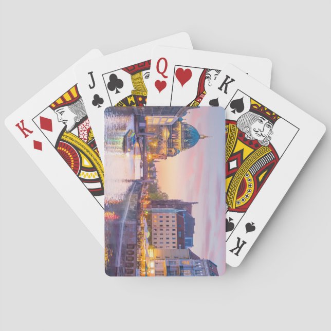 Berlin Skyline Cathedral Spree River at Sunset Poker Cards (Back)