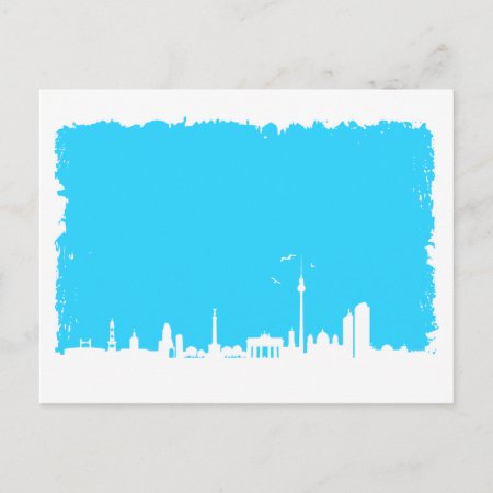 Berlin Skyline Farbe Blau Postcard