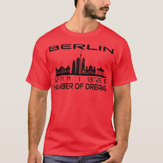 Berlin Skyline GPS Coordinates City Of Dream City T-Shirt
