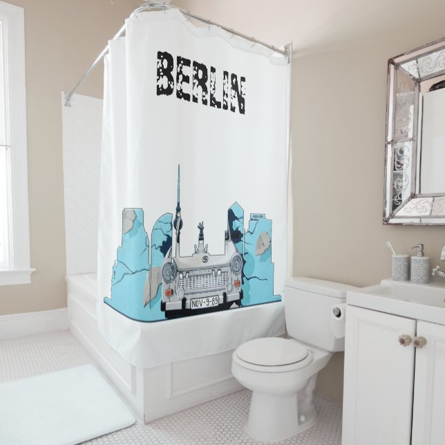 Berlin Skyline Graffiti Shower Curtain (In Situ)