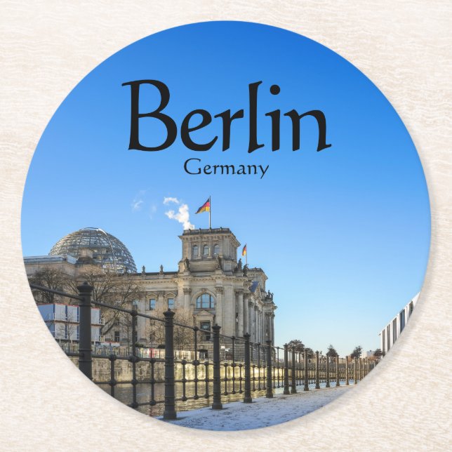 Berlin Souvenir Round Paper Coaster (Front)