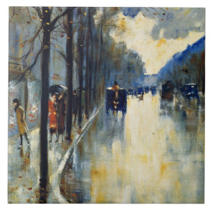 Berlin Street in Late Fall, famous artwork, Ceramic Tile