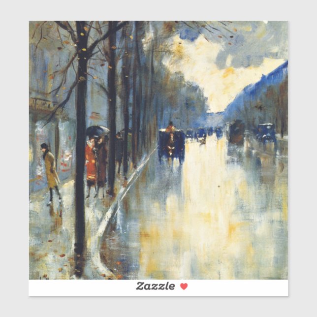 Berlin Street in Late Fall, famous artwork,  Sticker (Sheet)