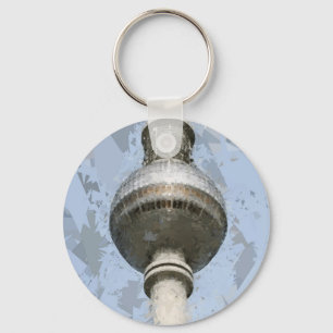 Berlin TV Tower Abstract Germany Travel Art Keychain