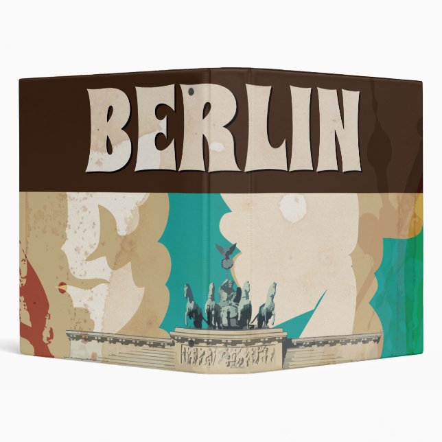 Berlin Vintage Travel Poster 3 Ring Binder (Background)