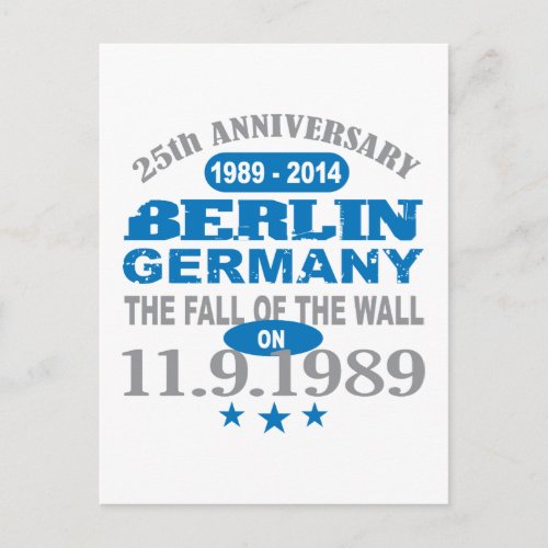 Berlin Wall Germany 25 Year Anniversary Postcard