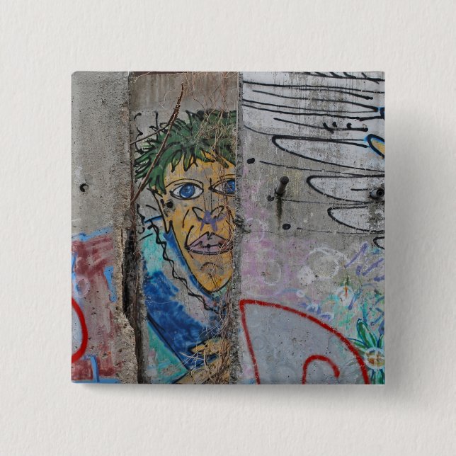 Berlin Wall graffiti art Button (Front)